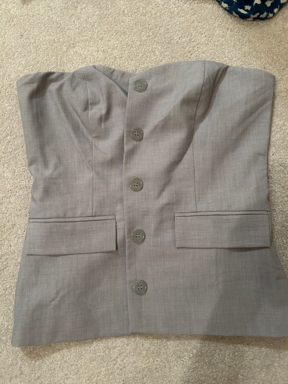 Forever 21 Gray Strapless Tailored Blazer Top